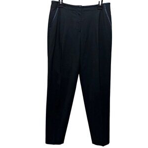 Lafayette 148 New York Black Trousers Size 8 Decorative side stripe In Navy